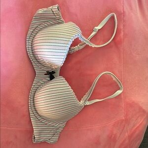Striped Pink and White Bra